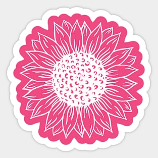 sunflower drawing white style and pink background Sticker